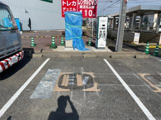 岐阜県　瑞穂市　店舗駐車場　塗り替え工事